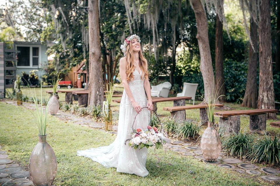 Bride walking down aisle