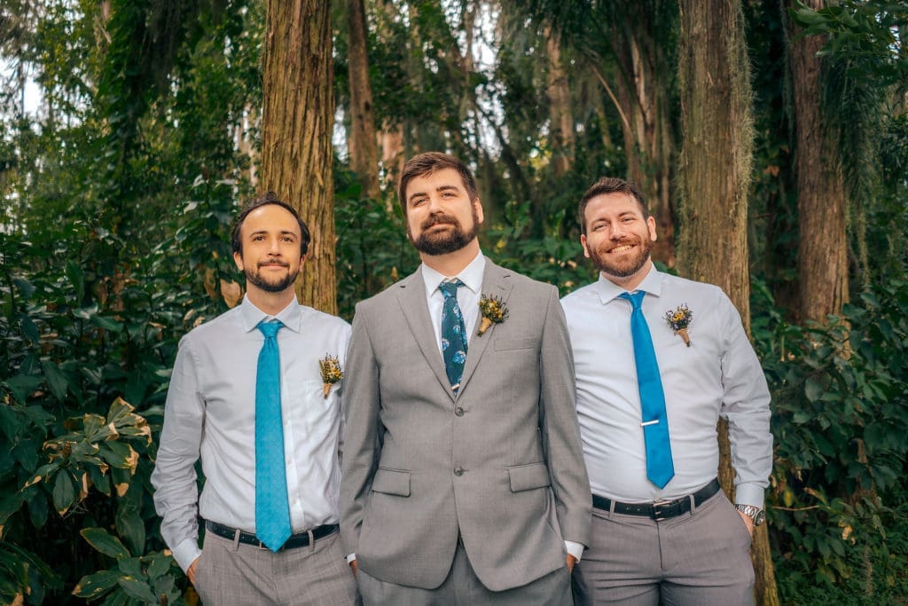 Groom with groomsmen at Knotted Roots on the Lake - Land O' Lakes