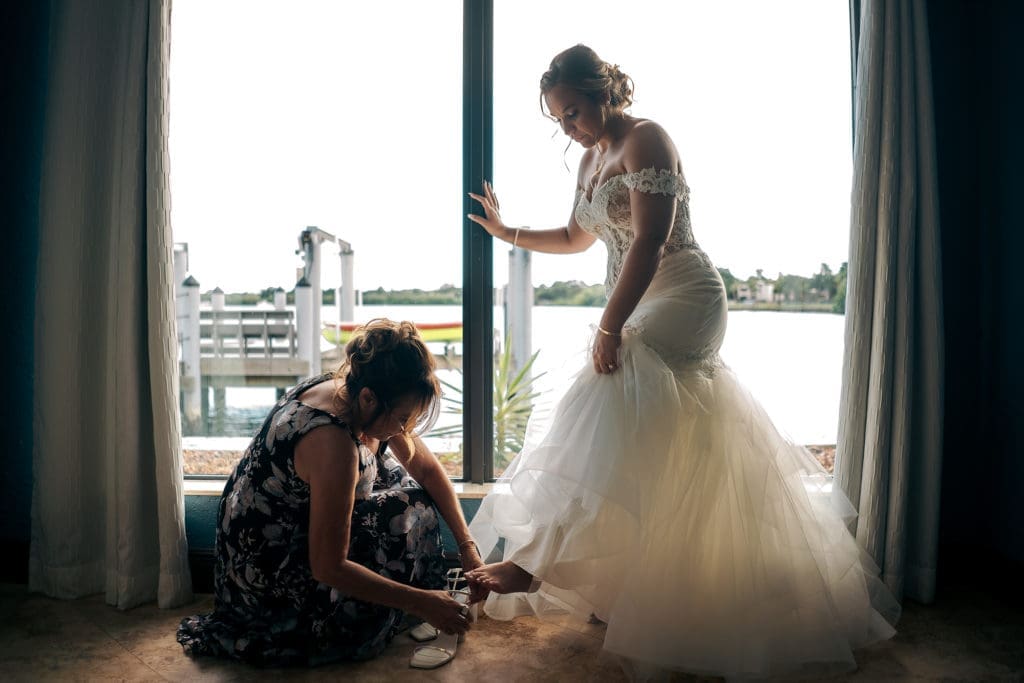 Bride with mother before wedding in St. Pete